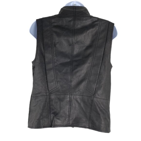 Vince Moto Vest Jacket Leather Black Solid Zip Women's XS Flawed - Picture 5 of 10